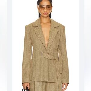 Wynn Hamlin Lisa Blazer in Khaki Herringbone Size 2 NWT